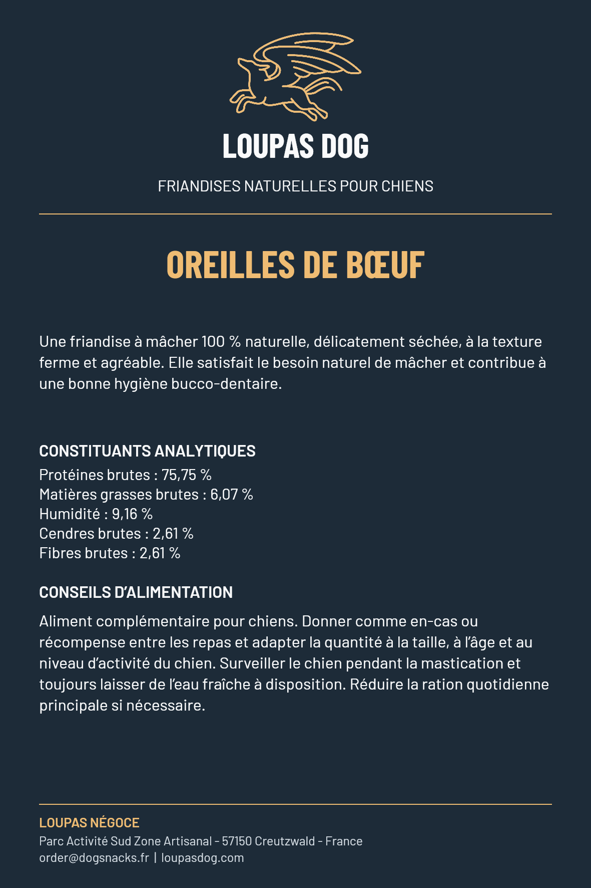 Étiquette LOUPAS DOG - Oreilles de bœuf