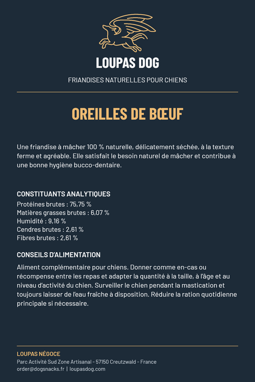 Étiquette LOUPAS DOG - Oreilles de bœuf