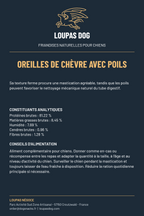 Étiquette LOUPAS DOG - Oreilles de chèvre avec poils