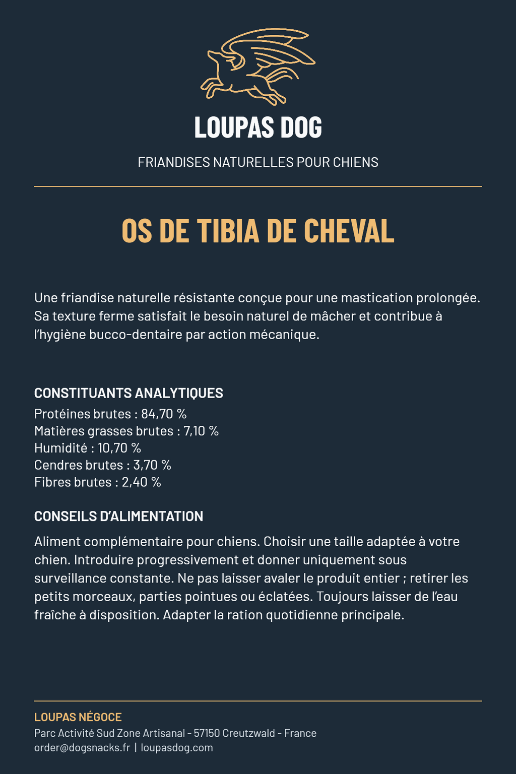 Étiquette LOUPAS DOG - Os de tibia de cheval