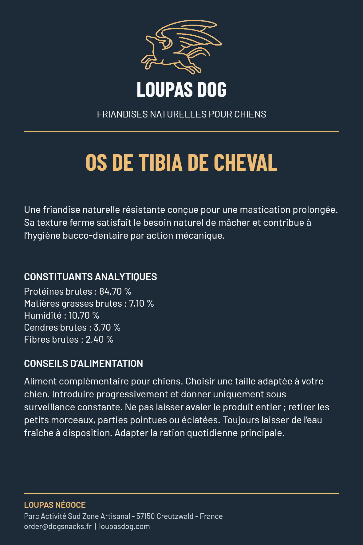 Étiquette LOUPAS DOG - Os de tibia de cheval