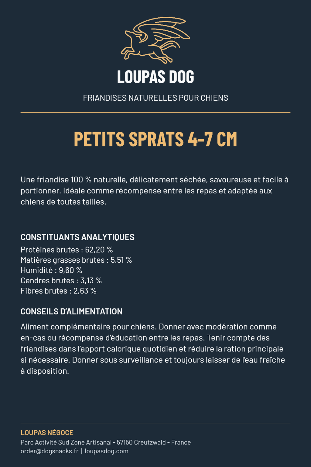 Étiquette LOUPAS DOG - Petits sprats 4 à 7 cm