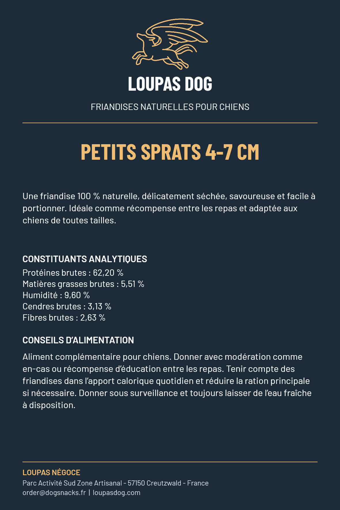 Étiquette LOUPAS DOG - Petits sprats 4 à 7 cm