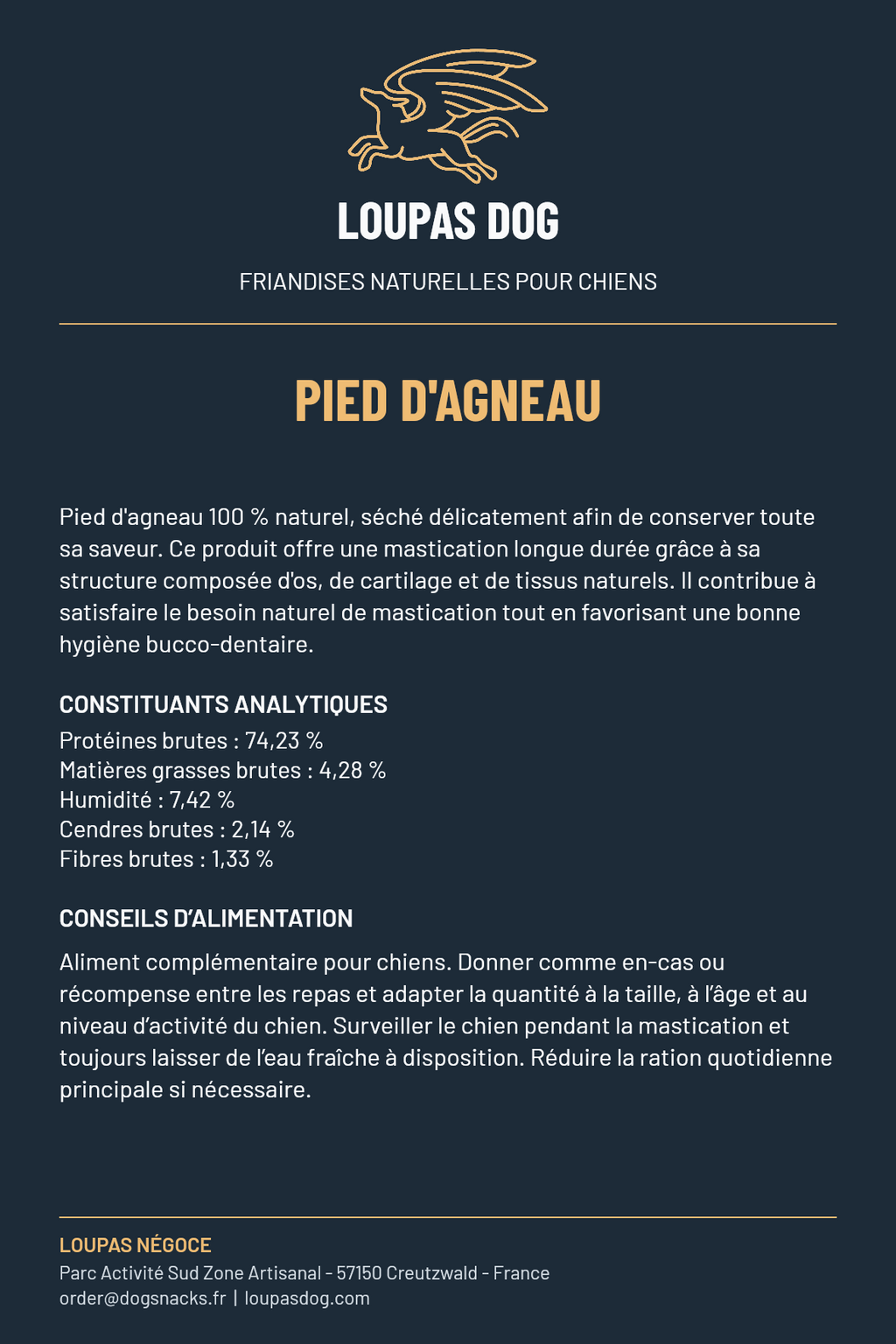 Étiquette LOUPAS DOG - Pied d'Agneau