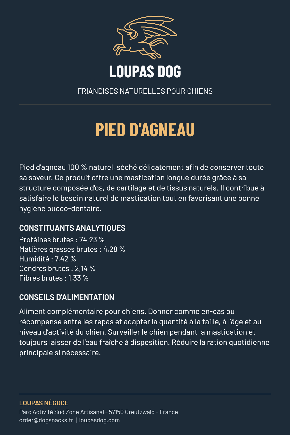 Étiquette LOUPAS DOG - Pied d'Agneau
