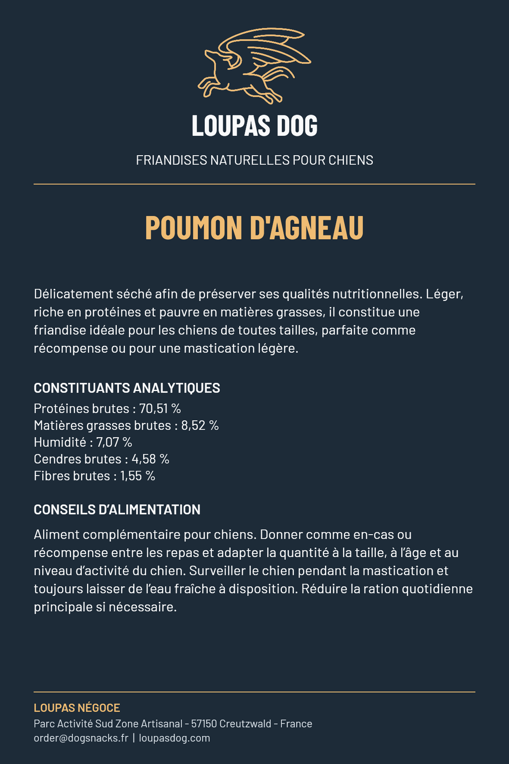 Étiquette LOUPAS DOG - Poumon d'Agneau