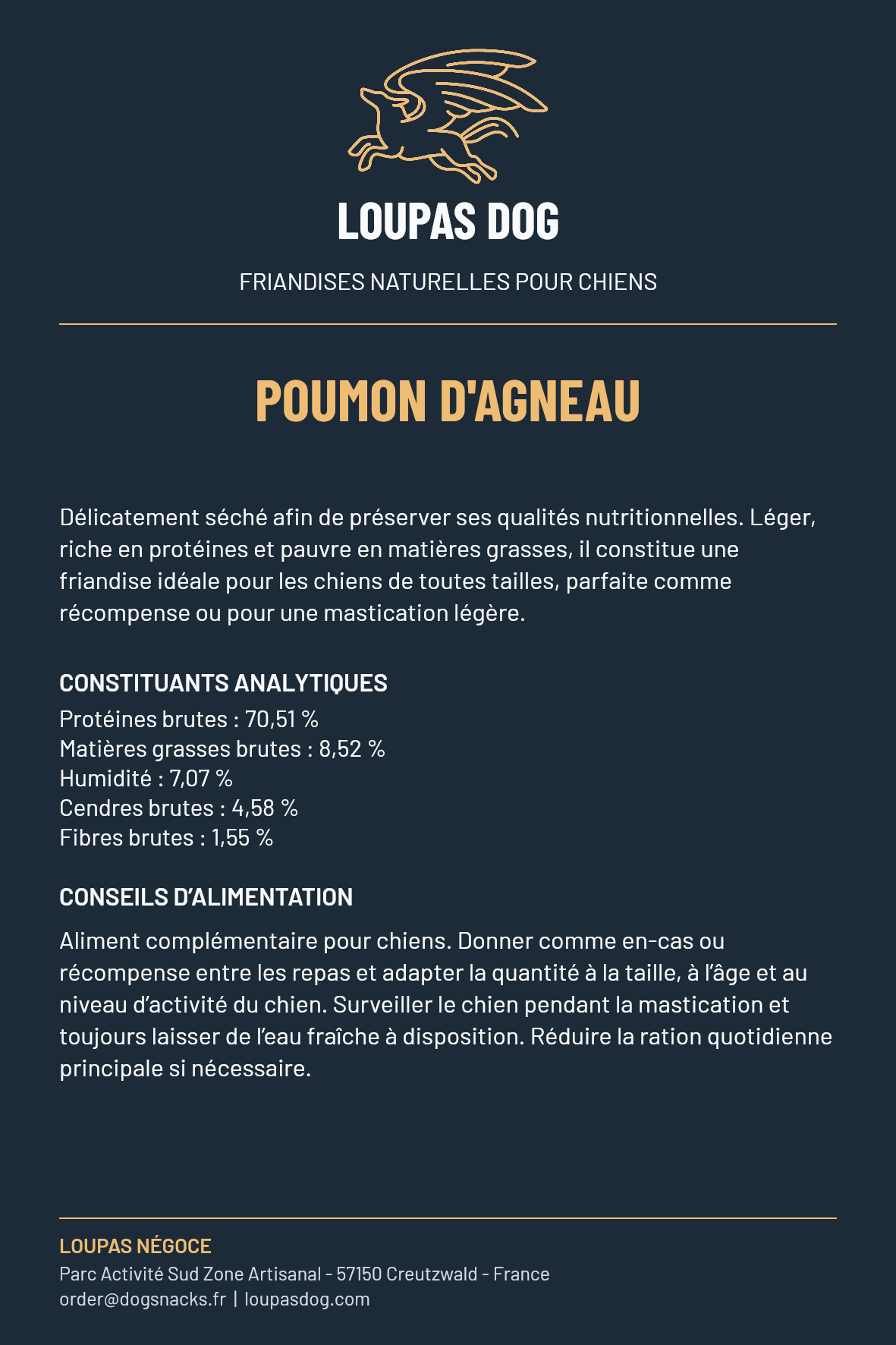 Étiquette LOUPAS DOG - Poumon d'Agneau