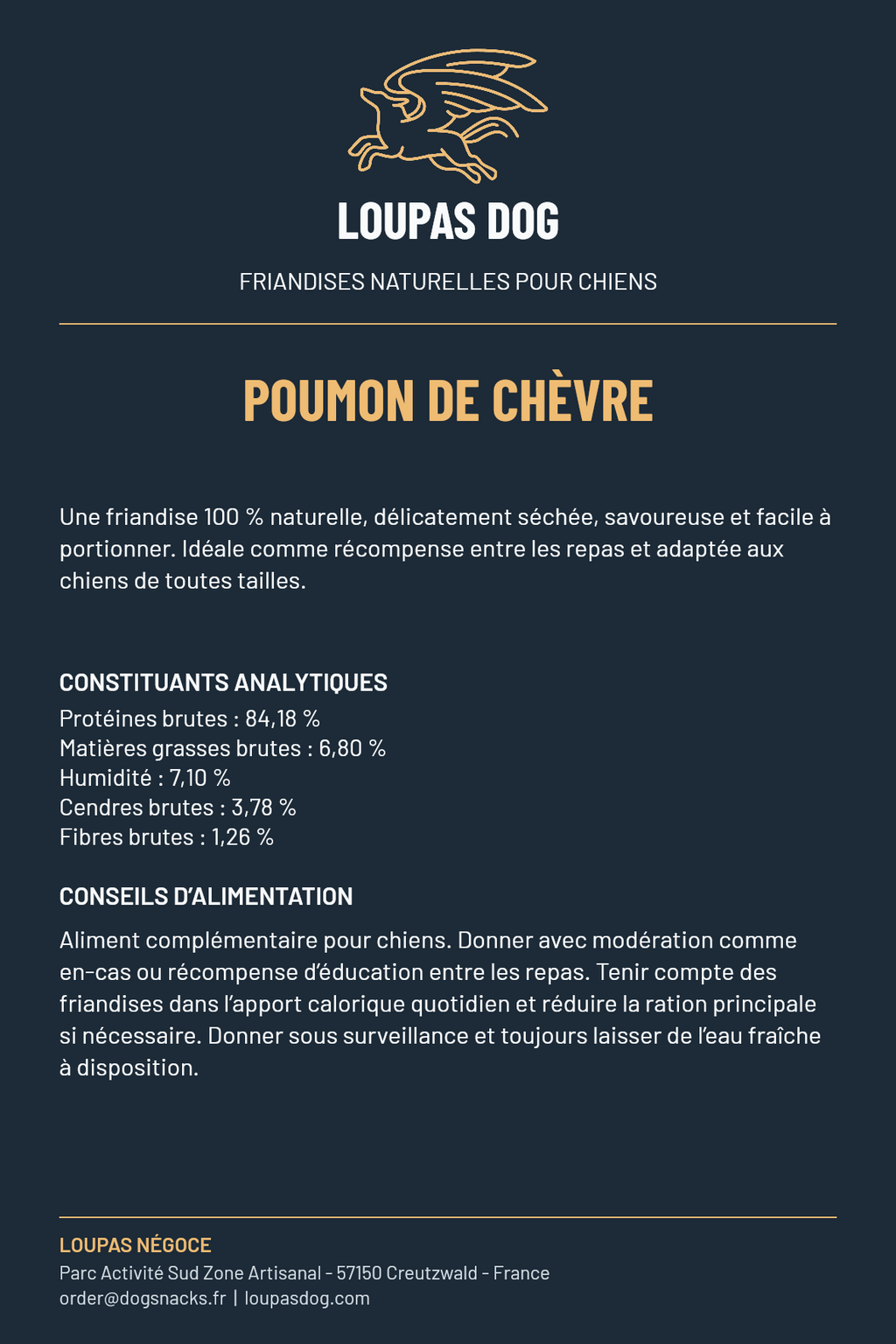Étiquette LOUPAS DOG - Poumon de chèvre