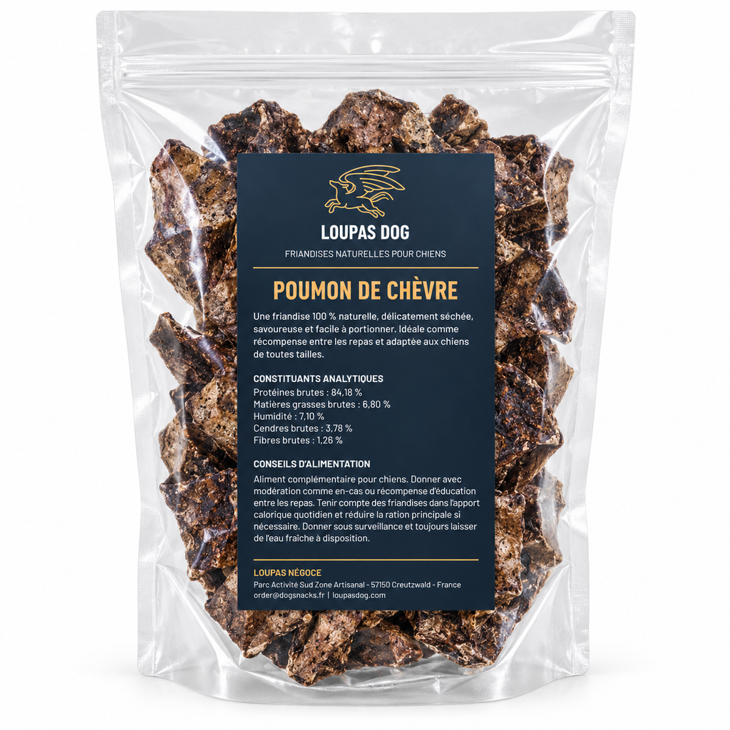 Visuel de présentation - Poumon de chèvre dans un sachet transparent LOUPAS DOG