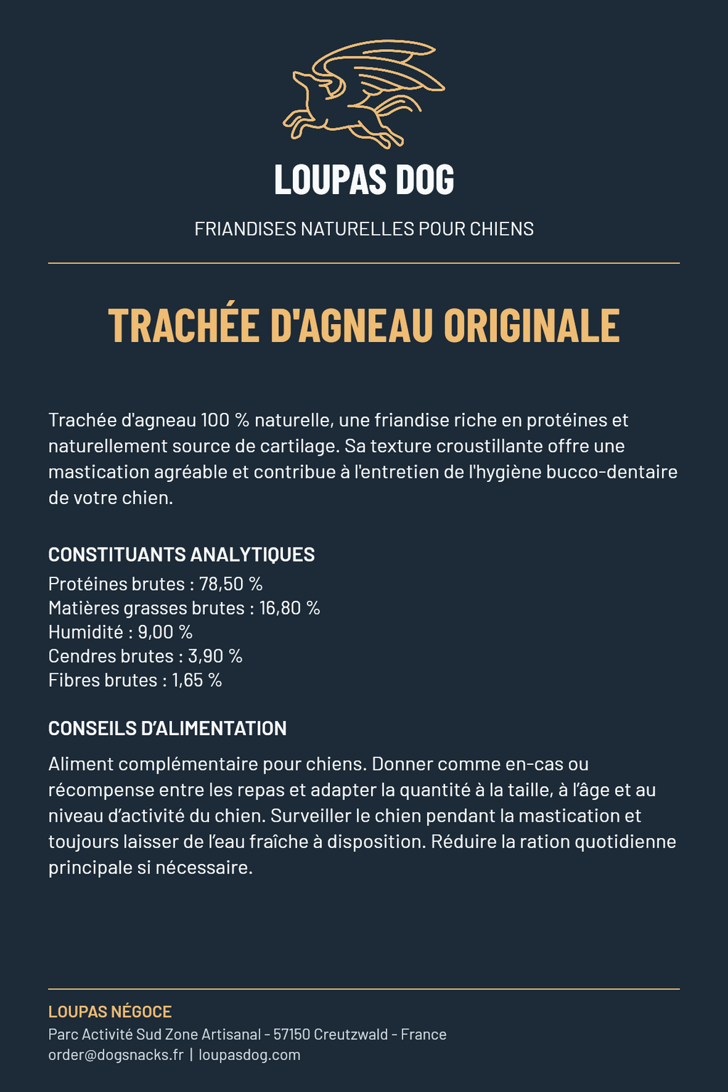 Étiquette LOUPAS DOG - Trachée d'Agneau Originale