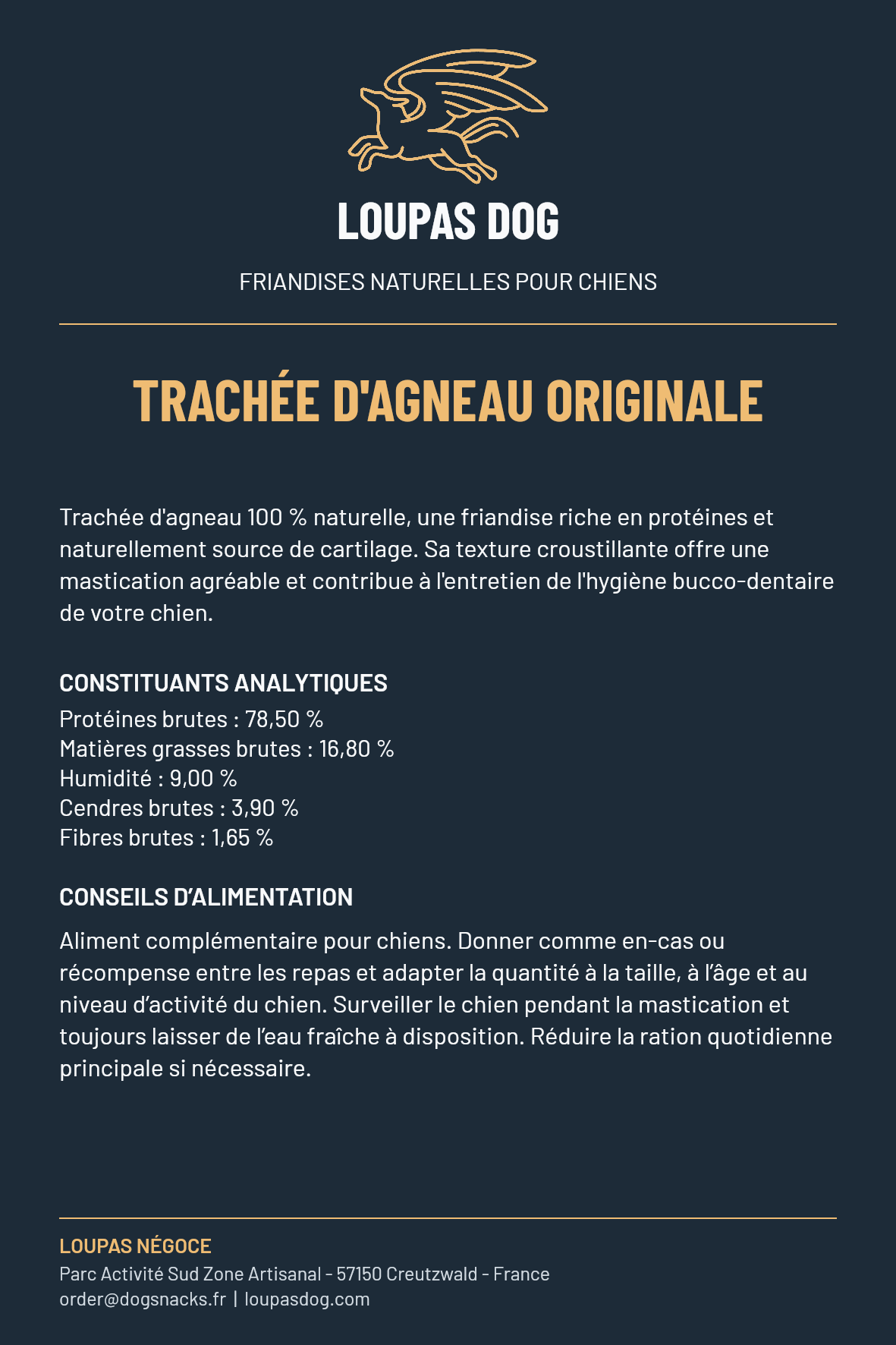 Étiquette LOUPAS DOG - Trachée d'Agneau Originale